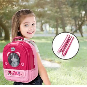 کوله پشتی ست نگهداری گربه خانگی رنگ صورتی _اسباب بازی مشاغل